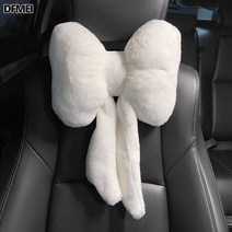 DFMEI.car cushion--허리 리본 쿠션 시트 쿠션 허리 쿠션 차량용 쿠션 한 쌍, 뽀글이 리본 머리베개 화이트, A0280