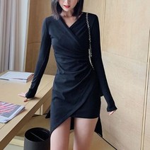 언발란스 원피스 셔링 포인트 소프트 랩원피스
