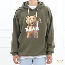 박시한 가을 귀여운 베어 비어 후드티(3colors) 시밀러룩 티셔츠 편한 맨투맨 박스티