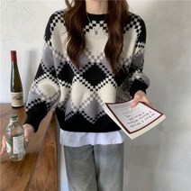 아가일 체크무늬 겨울니트