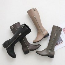 그린섬 3.5cm 천연소가죽 안감기모 지퍼 버클 여성 롱부츠 논슬립바닥 국산