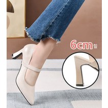 여성 펌프스힐 스트랩 달린 하이힐 여성 오피스 구두 6cm