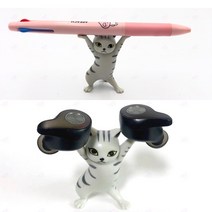 책상 고양이 핸즈업 홀더 볼펜 거치대 서재 만년필 홀더 소품 정리, 삼색