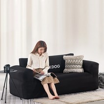BLACK DOG 블랙독 캠핑용 야외용 2인용 에어쇼파 빈백 소파 쿠션 공기 의자, 에어펌프+소파