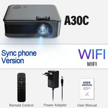 휴대용 프로젝터 캠핑용 미니 가정용 aun mini a30 seies smart tv wifi 홈 시어터 시네마 배터리 동기화 전화 빔 빔 led 4k 영화, a30c, 영국 플러그