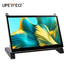 스마트 커브드 게이밍 와이드 휴대용 27인치 컴퓨터 led 모니터 완벽한 5 인치 터치 스크린 ips 디스플레이 800480 16:9 내장 듀얼 스피커 호환 usb hdmi, 검은색, 영국 플러그
