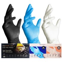 크린손 니트릴장갑 200매 라텍스장갑 위생장갑 의료 미용 블랙 아이보리 블루 S M L, 100매X1박스