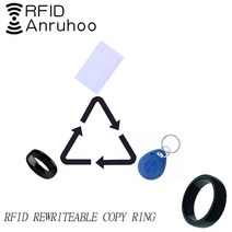 rfid리더 RFID 휴대용 링 125Khz 13.56Mhz 재기록 가능 복사 태그 키 T5577 CUID 스마트 듀얼 칩 카드 NFC 복사기 배지, ID-60MM