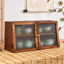 일본식 앤틱 원목 빈티지 그릇장 주방 수납장 그릇장식장 홈카페 더블, 더블XL 화이트 베고니아 글라스