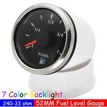240-33 연료 플로트 센서 52mm 레벨 게이지 7 색 LED 오일 탱크 표시기 해양 보트 자동차 수위 측정기, [15] fuel gauge BS