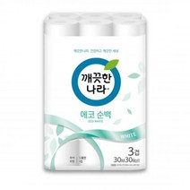 깨끗한나라 3겹 데코 에코 순백 화장지(재생) 30m*30롤