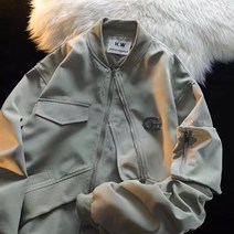 아메리칸 스트리트 디자인 항공복 코트 여 춘추 루즈핏 불규칙 카고 자켓 남녀