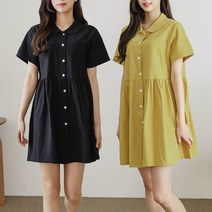헤링본 여름 롱 미니 원피스 카라 셔츠 러블리 데일리룩 반팔 루즈핏 빅사이즈 HE063