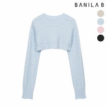 바닐라비 [바닐라비] 여성 라운드넥 꽈배기 패턴 볼레로 니트