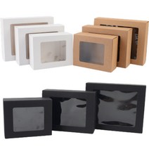 사각 투명창 접이식 단상자 크라프트 에그 타르트 백일 떡 화과자 악세사리 팔찌 시계 비누 답례 선물 기프트 기념품 쿠키 도넛 홍보뭏 포장 케이스 종이 박스, 소 - 브라운
