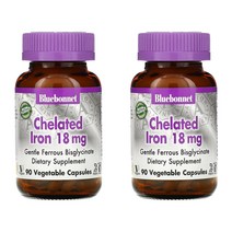 블루보넷 킬레이트 아이론 철 18mg Bluebonnet Chelated Iron 18 mg CI Ep 90캡 2개