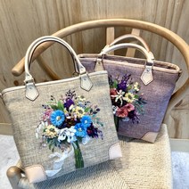 (카라공방)프랑스자수패키지 DIY 재료 도안 동영상설명-썸머부케 자수가방, 인디핑크