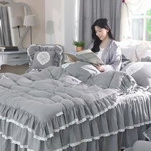 류금숙 여자의 침실 광목워싱 레이스 항균 프릴 차렵 이불+베개 커버+광목 매트패드 (SS/Q/K/SK)
