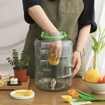 수도꼭지달린 매실병 숨쉬는 유리 통 병 용기 효소 포도주 야관문 수제청 과일청 담금주, 15L