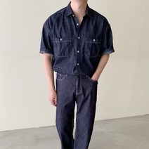 생지 데님 반팔 셔츠 3color