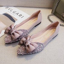 바이스타 플랫 슈즈 여성 리본 스틸레토 패션 여성화 빅사이즈 가능