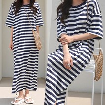 하늘바라기 여성용 마리 스트라이프 롱 원피스