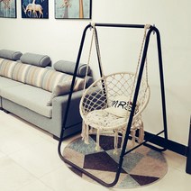 인스타그네의자 감성인테리어 흔들의자 스윙체어, 블랙의자 화이트프레임, 1개