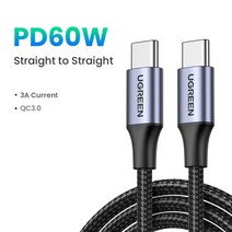 c타입 충전기 usb 케이블 충전선 c핀케이블 젠더 ugreen usb 케이블 type c to usb c pd100w 60w for macbook pro samsung xiaom, pd60w 메탈 그레이, 0.5m