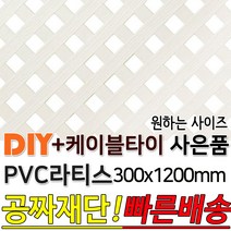 PVC 라티스 300x1200 백색 +케이블타이8ea 사은품 가림막 파티션 휀스 격자망 울타리 방묘문 야외테라스 정원 난간격자망 DIY 빠른배송, 30x30