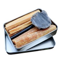 숯 장작 100% 천연 소나무 착화봉 송명+ 관솔불 불을 일으키는 막대기 불쏘시개 (영어: fire stick)+규석 석영석+틴케이스