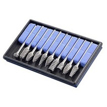 10pcs 목재 밀링 커터 연삭 카바이드 텅스텐 강철 로터리 파일 헤드 비트, 블루 박스 세트