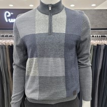 피에르가르뎅 사각분할패턴반집업니트pjkr4314