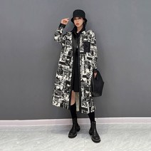 XITAO 트렌디한 데님 트렌치코트 박색 프린트 여성 코트 헐렁헐렁하고 심플한 스트리트 패션 개성 모든 코디 WLD13275
