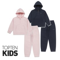 탑텐키즈 여아 남아 공용 밸런스 하프넥 후드 집업 조거 팬츠 상하복세트