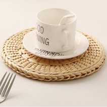 천연 옥수수껍질 라탄 스타일 원형 테이블 매트 라운드 짜임 그릇 접시 식탁 매트 다용도 트레이, 대형