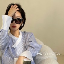 봄 여름 캐주얼 면 라운드 스트라이프 블라우스 오버핏 세로줄 셔츠