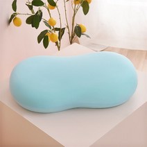메모리폼 낮은 베개 말랑말랑 고양이 뱃살 부드러운 경추 베개, 블루, 1개