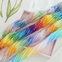 [9g]4mm 론델컷 무지개믹스 4종비즈 마스크 스트랩 팔찌 목걸이 만들기 diy 재료, 4mm리얼무지개