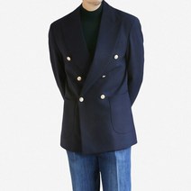 봄 가을 금장 울 더블 블레이저 자켓 정장 마이 / 네이비 아이보리