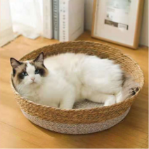 여름 고양이집 강아지 시원한 감성 반려견 하우스 텐트 사계절 라탄 통풍 침대, 베이지 콜라주, 라지 사이즈 (애완동물 6.5-10.0kg 적합)