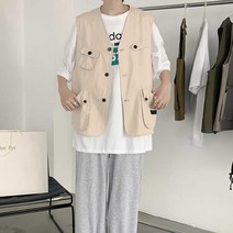 남성 스트릿 데일리 아우터 캐주얼 스타일 코튼 조끼 유니크남성 커플룩 스트릿 힙합스타일