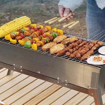숯불통 바베큐 통돼지 야외용 양꼬치구이기계, 60x22cm 무설치 폴딩모델 + 9종선물