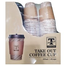T STANDARD 테이크아웃 커피컵 40개 컵 홀더 뚜껑 세트 따뜻한 음료 이마트 트레이더스