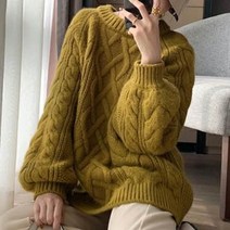 베이직한 꽈배기 디자인 여성 니트티 따뜨한 캐주얼 스웨터