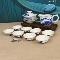청화백자 실용적인 산수화 개완 개합 다기세트, 단일속성