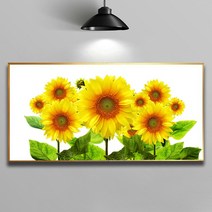 화색갤러리 풍수 인테리어 N028 해바라기 그림 액자 프리미엄 캔버스천으로 인화, 블랙무광