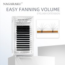 NAGARAKU-이지 패닝 오토 팬 속눈썹 익스텐션 패스트 블룸 플라워 메가 볼륨 프리 본드, 02 D_03 0.07mm_09 mix(8-15)