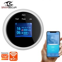 도시 가스 누출 탐지기 수소 디텍터 누설 경보기 복합 측정기 휴대용 검출기 smarsecur wifi gas lpg 센서 경보 화재 보안 감지기 앱 제어 안전 스마트 홈 센서, 검은 색