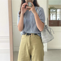 셀라 플리츠 셔링 복조리 버킷 숄더백