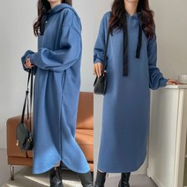 기모 후드 롱 원피스 빅사이즈 루즈핏 겨울 3color